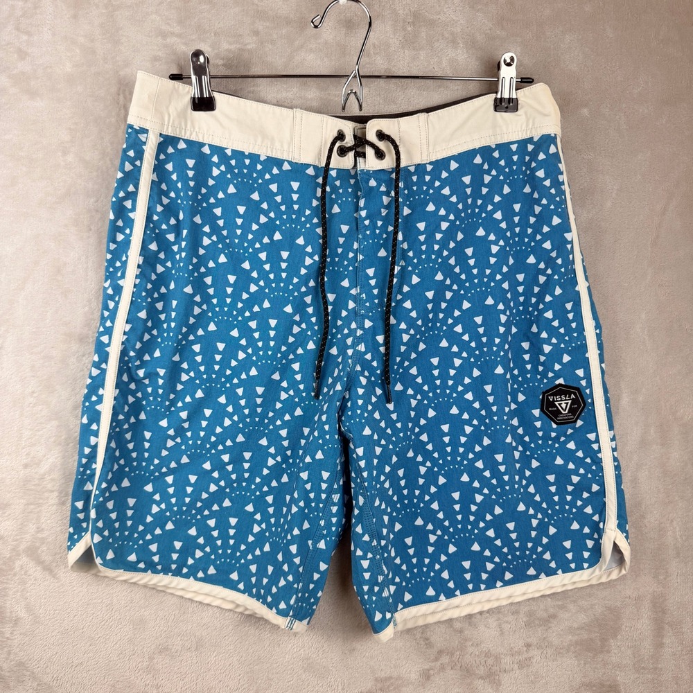 Vissla Mens Blue Teal Geometric Print Upcycled‎ Coconut Board Short Size 32